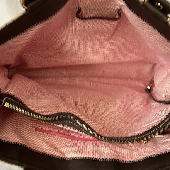 Dooney & Bourke Authenticated Tan/Brown Signature Monogram Shoulder Bag Purse - Picture 8 of 10